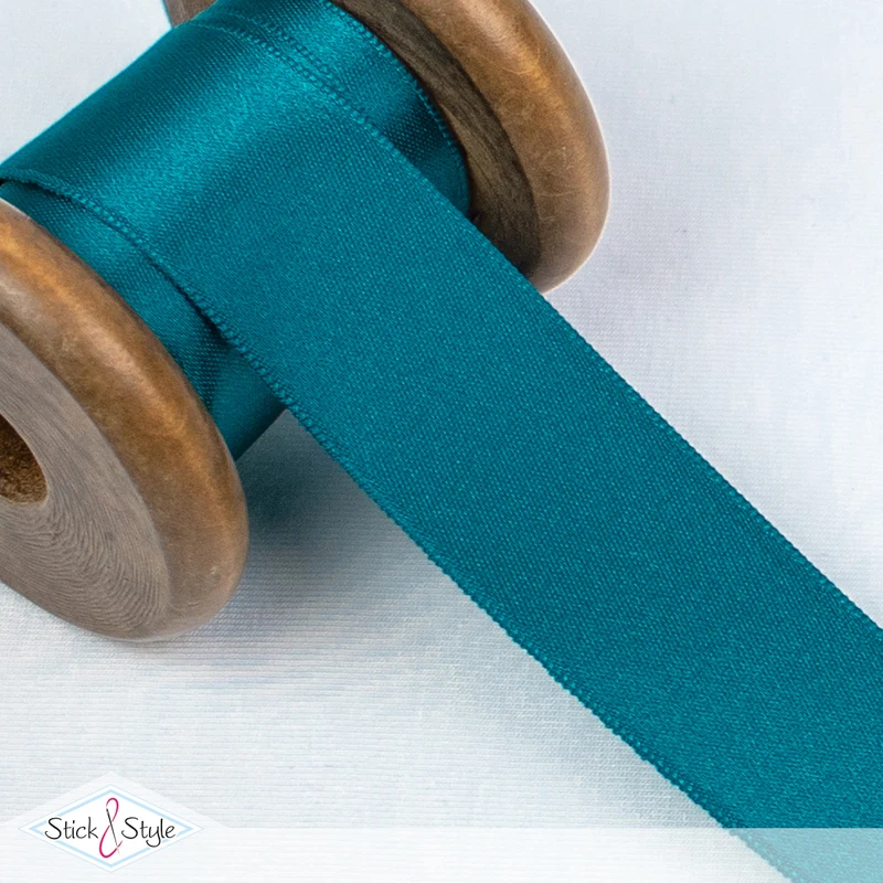 Satinband 25mm - Meterware - petrol