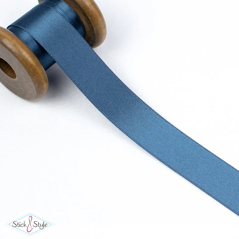 Satinband 25mm - Meterware - graublau