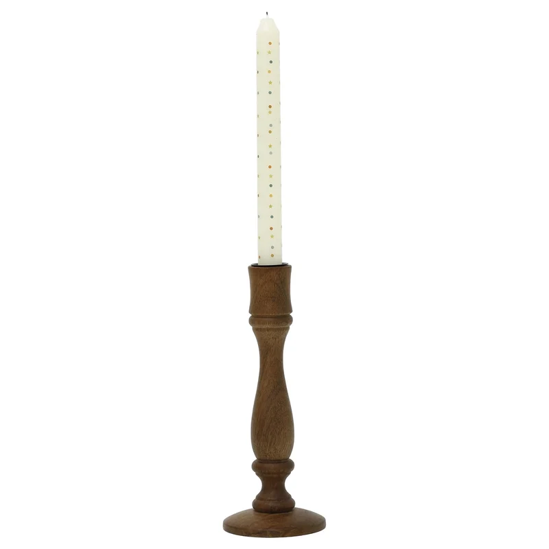 Wooden Candlestick, Mango Wood Dinner Candle Holder, 22 cm, Random Design