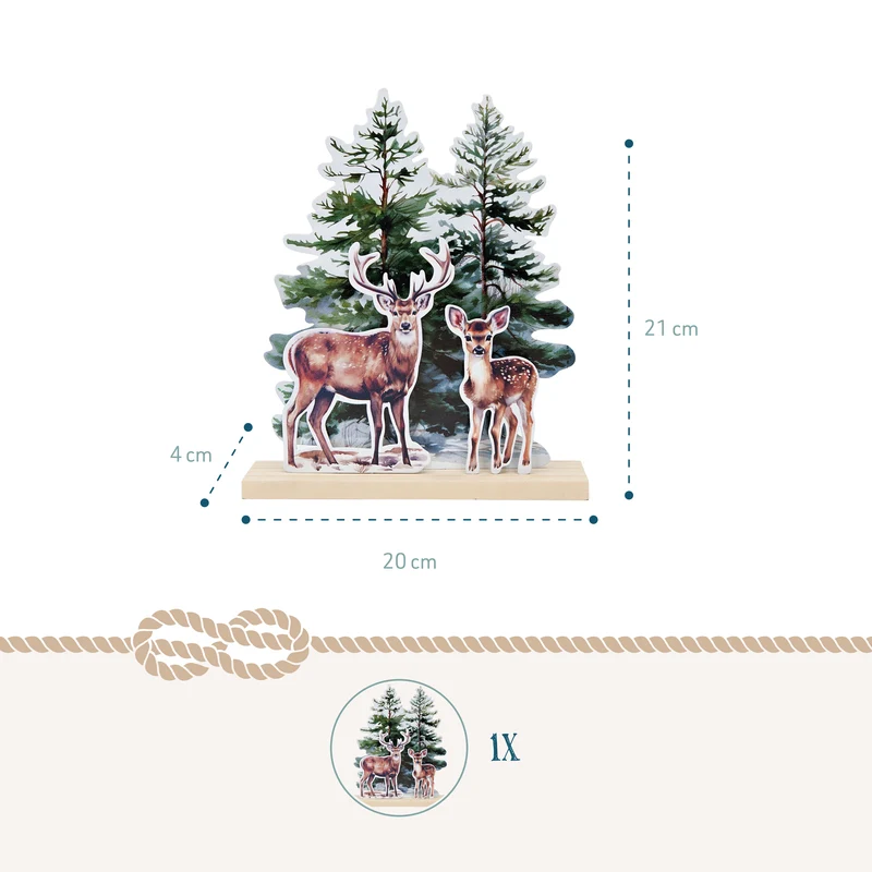 Weihnachts-Aufsteller Hirsch und Reh Holz ca. 21 cm hoch