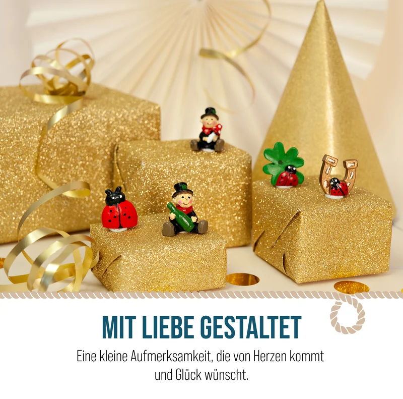6er Set Glücksbringer Polyresin Kleeblatt selbstklebend 4 cm