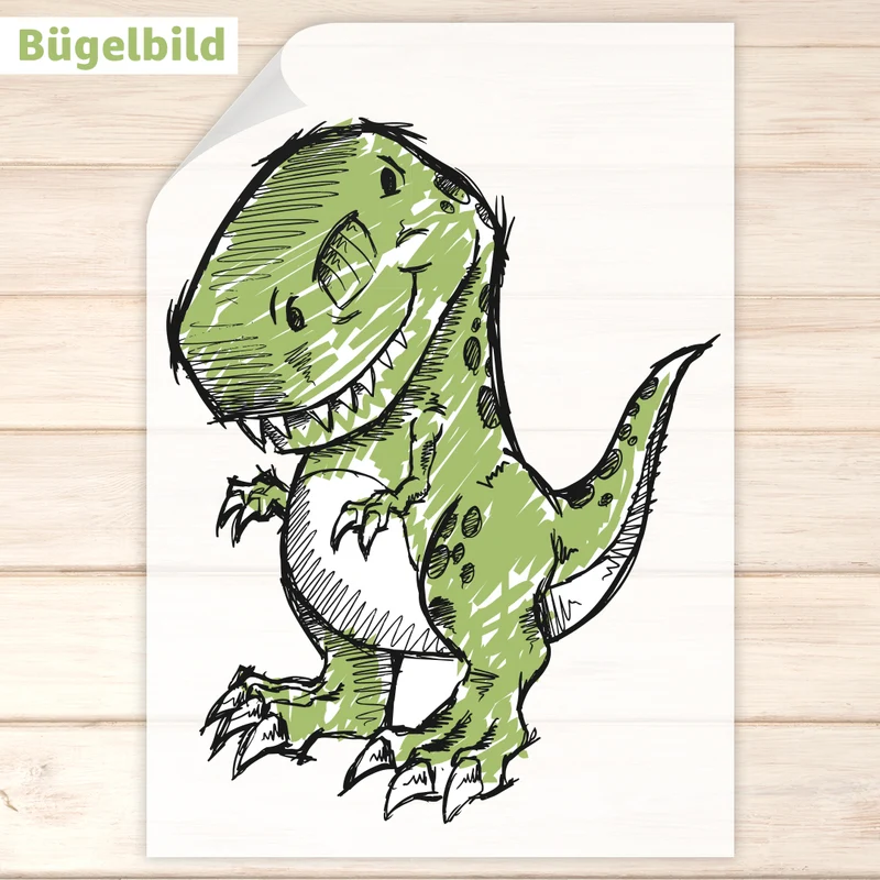 Bügelbild - Schulkind - Wunschname & Wunschjahr - T-Rex