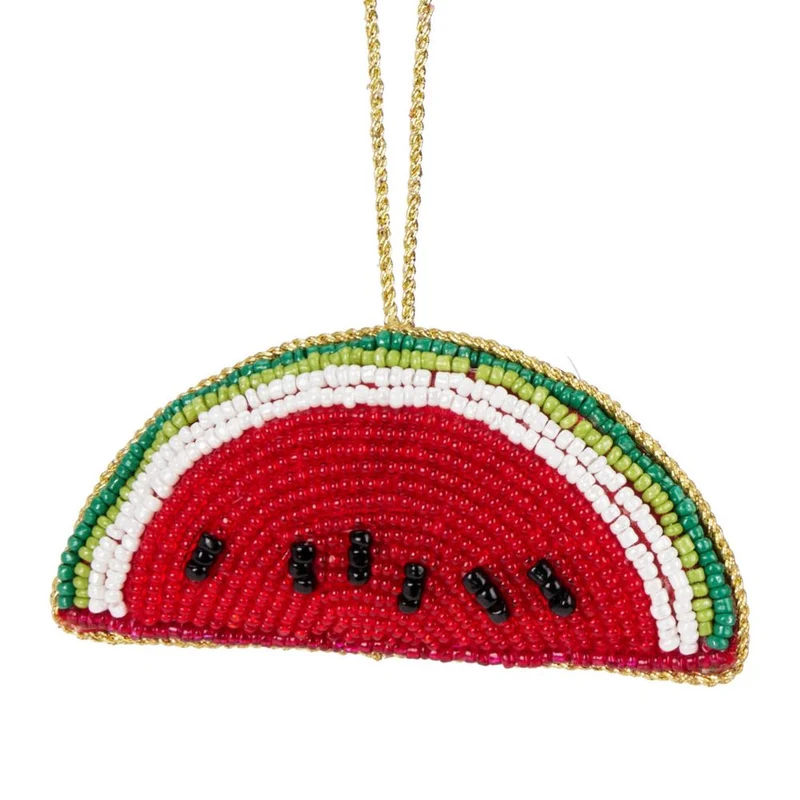 Watermelon Beaded Christmas Tree Bauble | Colourful Fruit-shaped Tree Ornaments