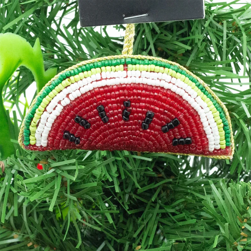 Watermelon Beaded Christmas Tree Bauble | Colourful Fruit-shaped Tree Ornaments