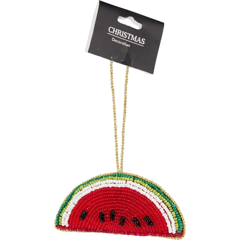 Watermelon Beaded Christmas Tree Bauble | Colourful Fruit-shaped Tree Ornaments