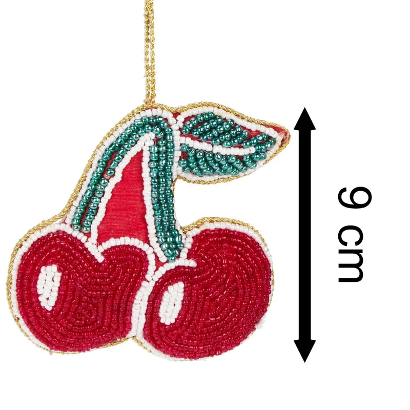 Cherry Beaded Christmas Tree Bauble | Colourful Fruit-shaped Tree Ornaments