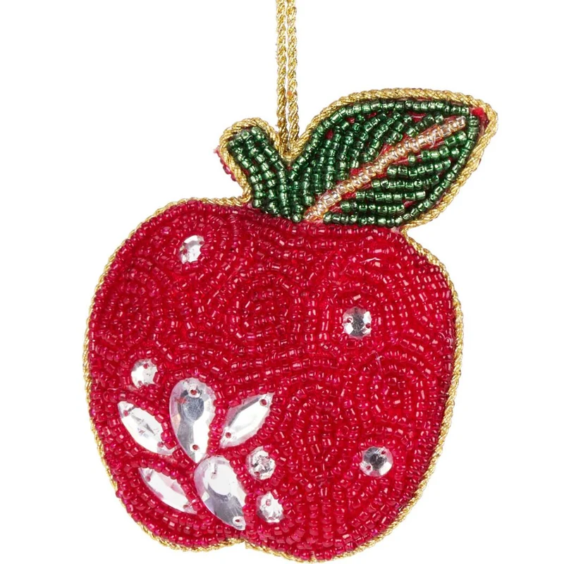 Apple Beaded Christmas Tree Bauble | Colourful Fruit-shaped Tree Ornaments