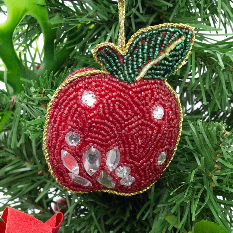 Apple Beaded Christmas Tree Bauble | Colourful Fruit-shaped Tree Ornaments