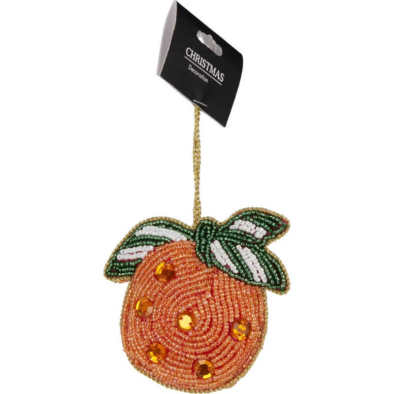 Orange Beaded Christmas Tree Bauble | Colourful Fruit-shaped Tree Ornaments