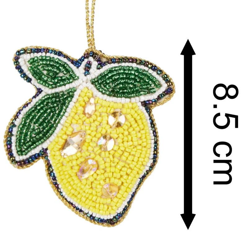 Lemon Beaded Christmas Tree Bauble | Colourful Fruit-shaped Tree Ornaments