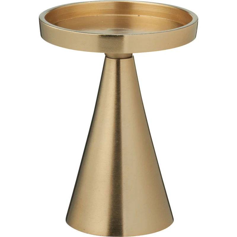 Gold Metal Candle Holder for Pillar Candles | Modern Brass Effect Candlestick