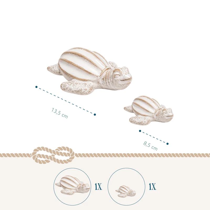 Schildkröten-Figuren aus Porzellan 2er-Set in Creme & Grau