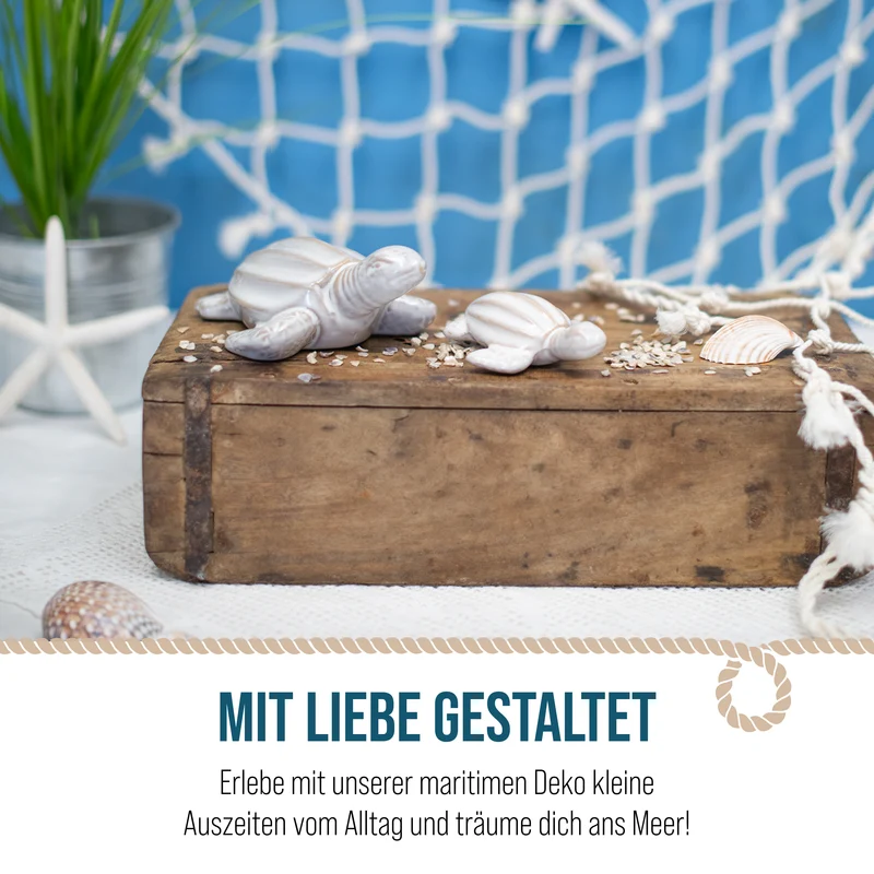 Schildkröten-Figuren aus Porzellan 2er-Set in Creme & Grau