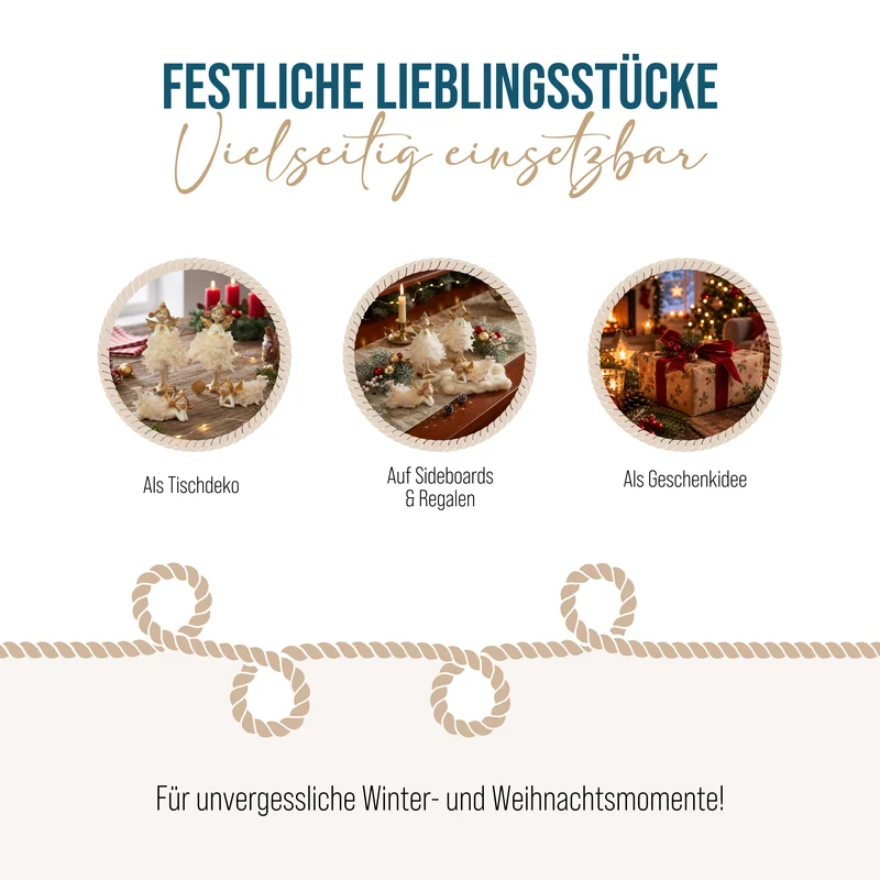 Engel Figuren 4er Set in Creme und Gold – zwei stehend, zwei liegend