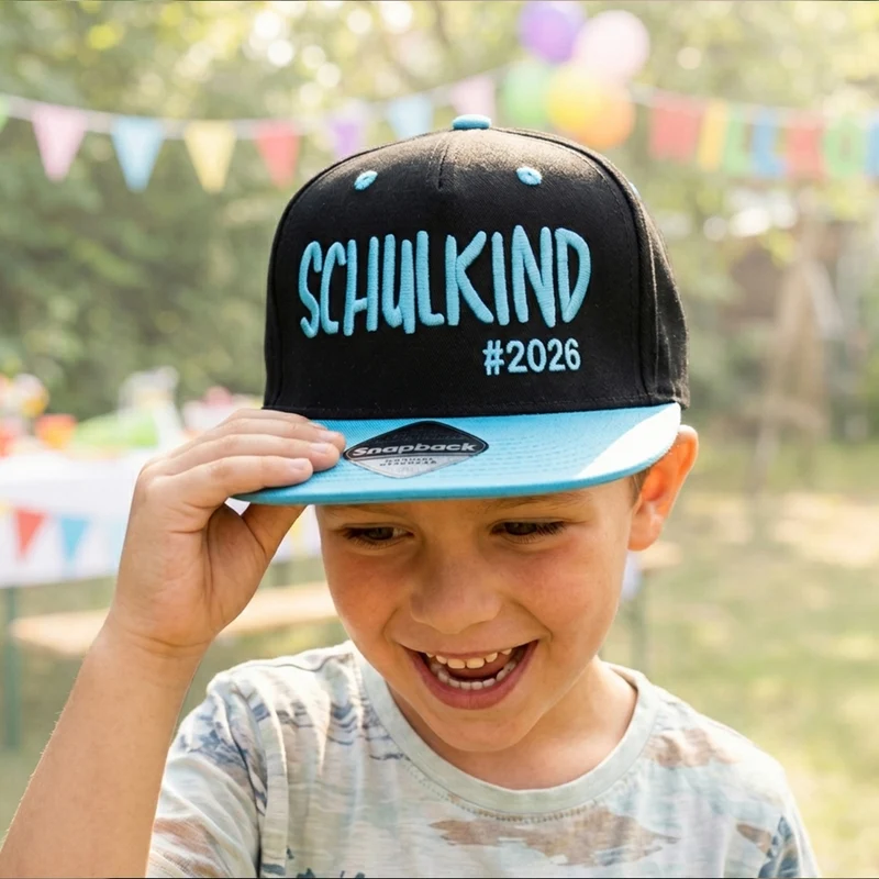 Snapback Cap bestickt zweifarbige Basecap Kappe „Schulkind 2026“