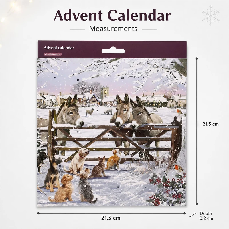 Christmas Donkeys Traditional Picture Advent Calendar, 21.3cm Square