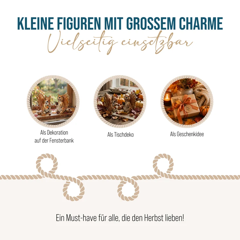 2er Set Eichhörnchen Figuren – Herbstdeko in Naturoptik