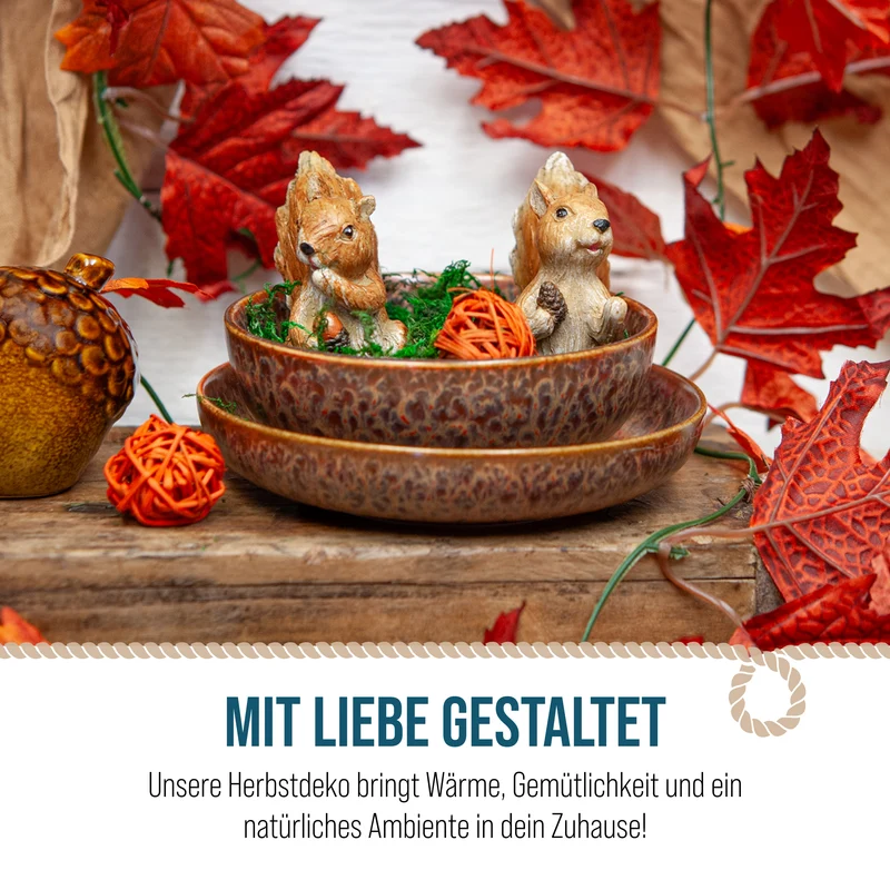 2er Set Eichhörnchen Figuren – Herbstdeko in Naturoptik