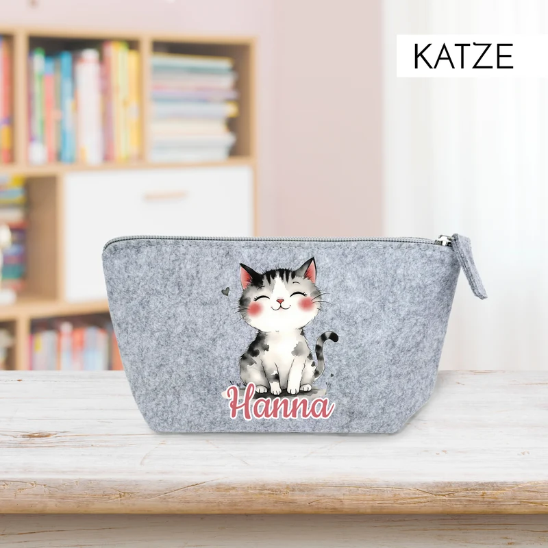 Personalisiertes Mäppchen aus Filz für Kinder individuelles Schlampermäppchen mit Name und Wunschmotiv Mädchen