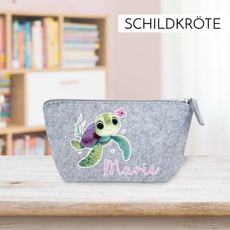 Personalisiertes Mäppchen aus Filz für Kinder individuelles Schlampermäppchen mit Name und Wunschmotiv Mädchen