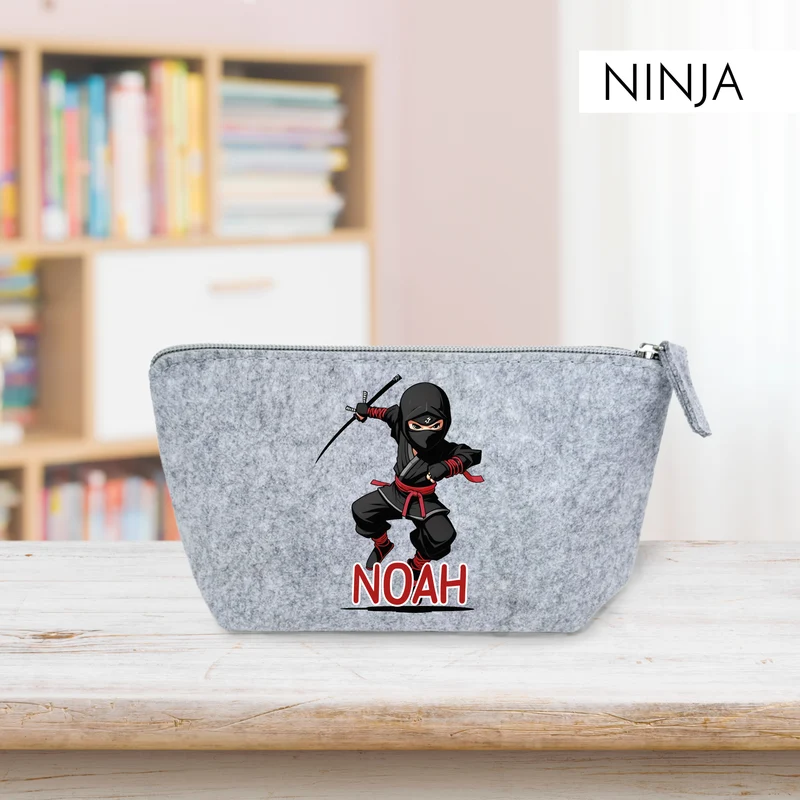 Personalisiertes Mäppchen aus Filz für Kinder individuelles Schlampermäppchen mit Name und Wunschmotiv Jungs