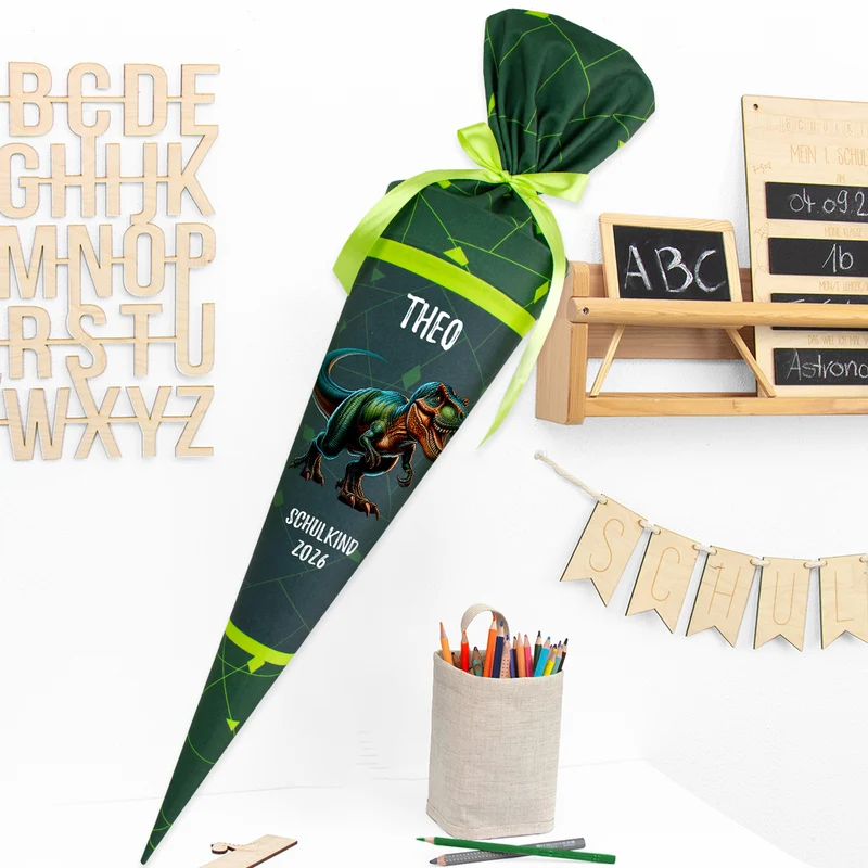 Deine Schultüte aus Stoff mit Wunschname - Jungs Modell 6 - 85 cm