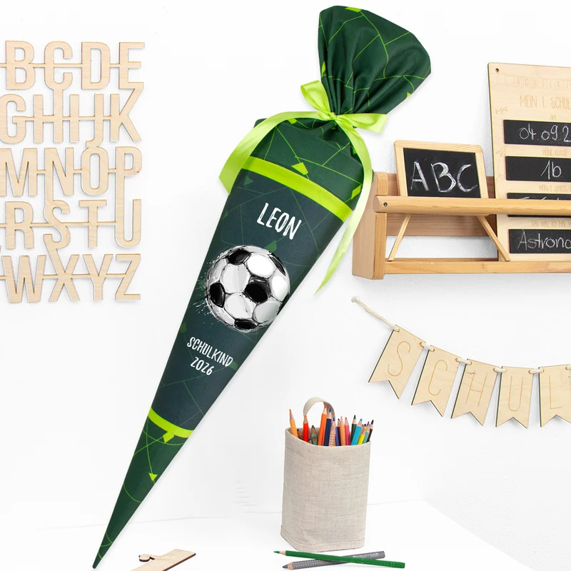 Deine Schultüte aus Stoff mit Wunschname - Jungs Modell 6 - 85 cm