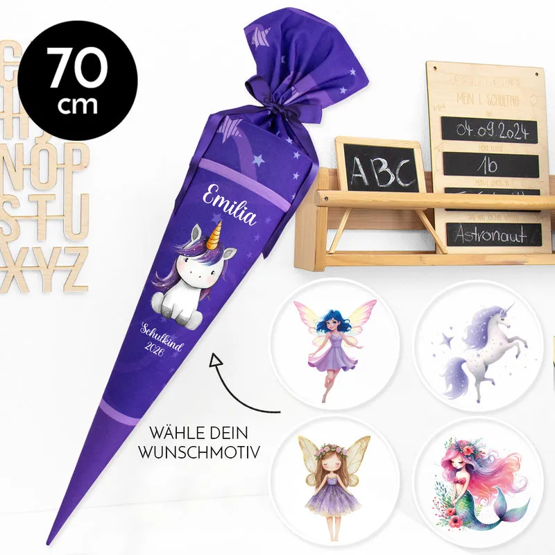Deine Schultüte aus Stoff mit Wunschname - Mädchen Modell 9 - 70 cm