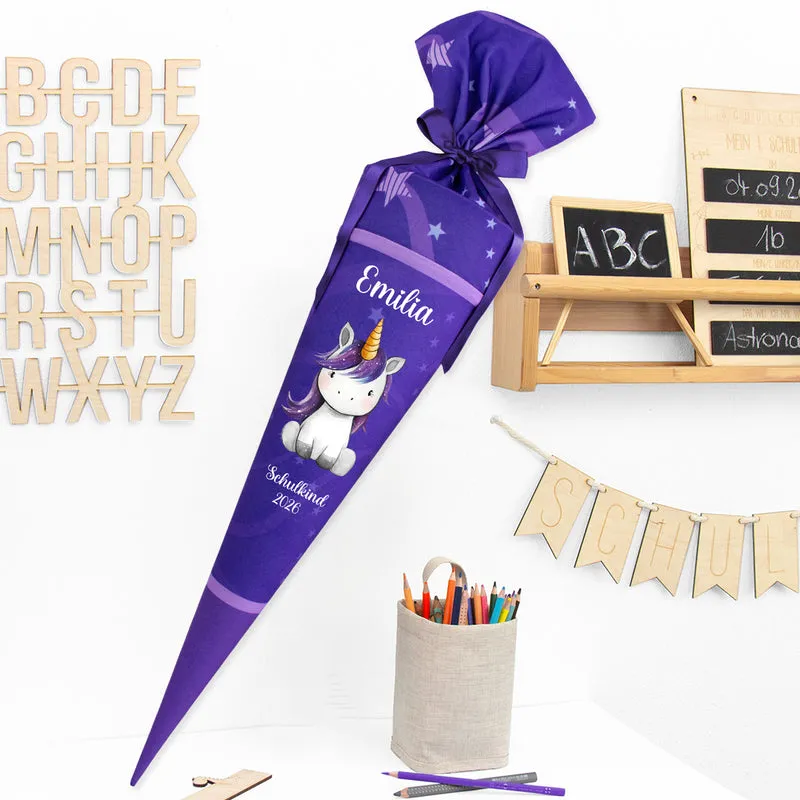 Deine Schultüte aus Stoff mit Wunschname - Mädchen Modell 9 - 85 cm