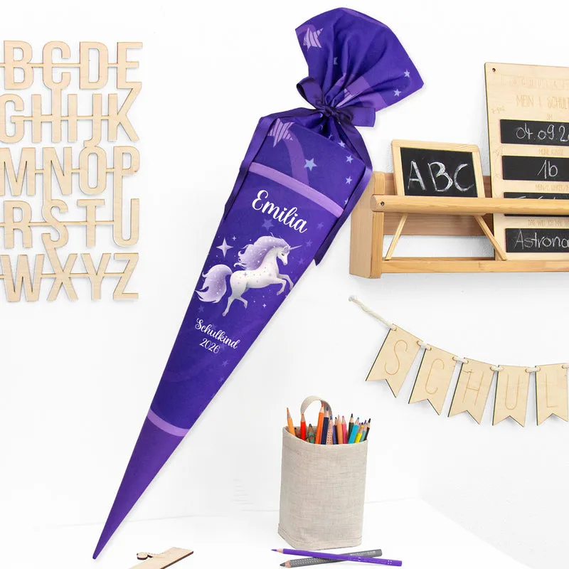Deine Schultüte aus Stoff mit Wunschname - Mädchen Modell 9 - 85 cm
