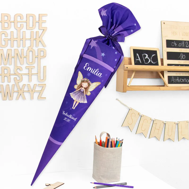 Deine Schultüte aus Stoff mit Wunschname - Mädchen Modell 9 - 85 cm