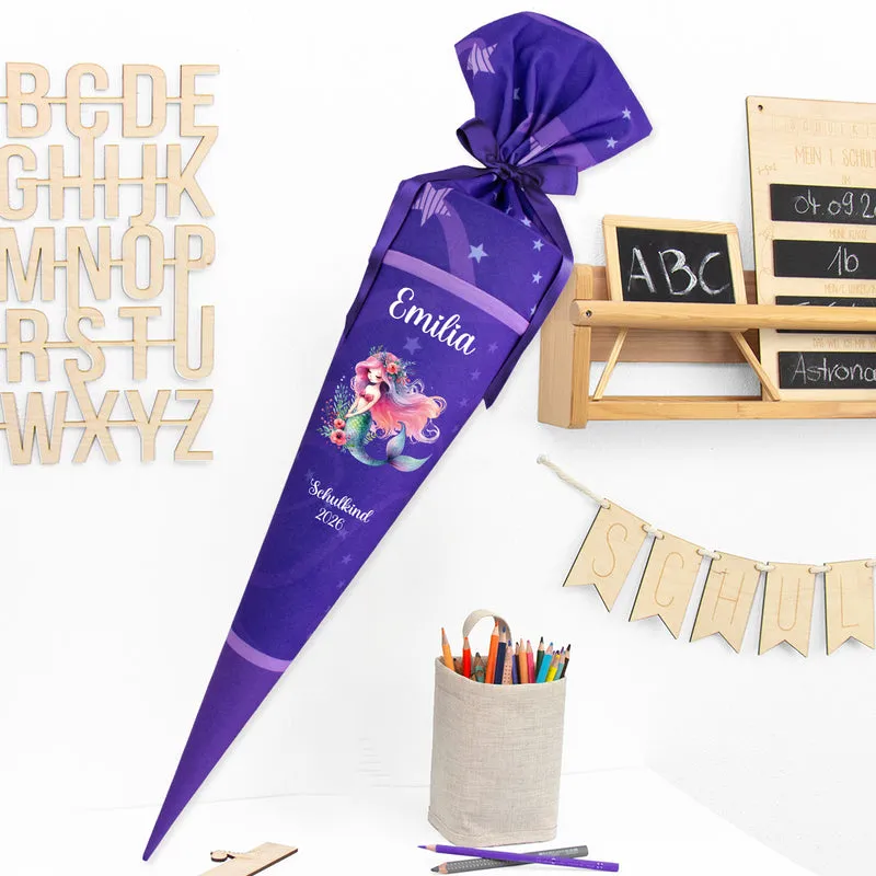 Deine Schultüte aus Stoff mit Wunschname - Mädchen Modell 9 - 85 cm