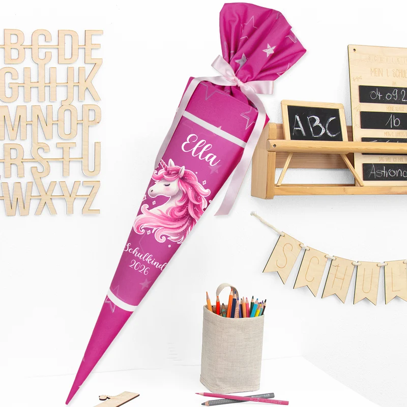 Deine Schultüte aus Stoff mit Wunschname - Mädchen Modell 7 - 85 cm