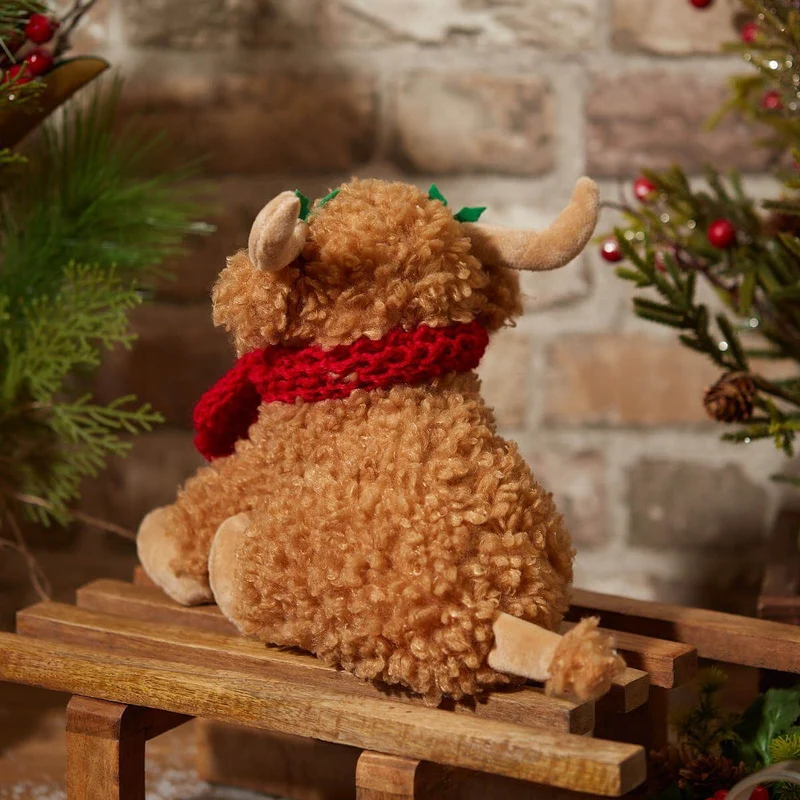 Bonnie the Highland Cow Doorstop | Christmas Fabric Animal Door Stop - 22cm