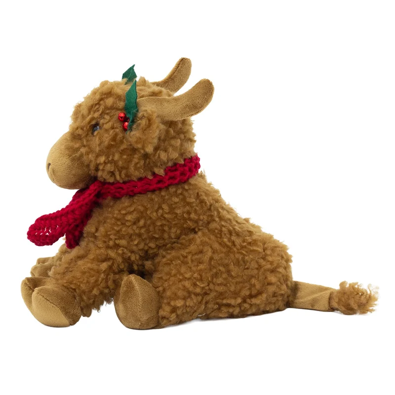 Bonnie the Highland Cow Doorstop | Christmas Fabric Animal Door Stop - 22cm