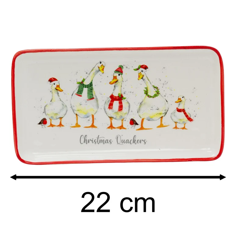 Christmas Quackers Ceramic Duck Plate | Festive Christmas Serving Dish 22x12cm