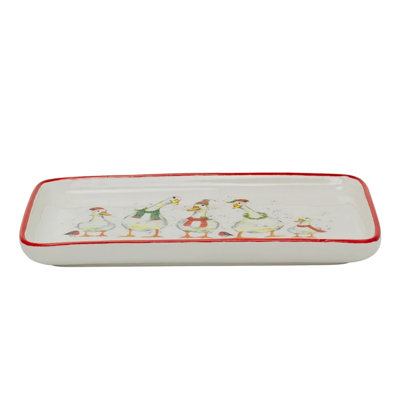 Christmas Quackers Ceramic Duck Plate | Festive Christmas Serving Dish 22x12cm