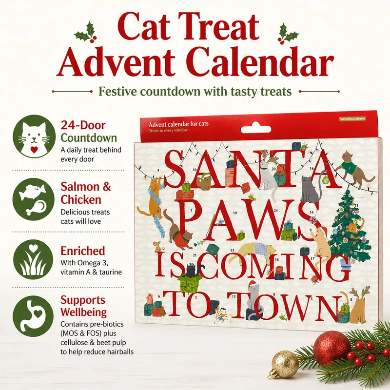 Cat Treat Advent Calendar, Christmas Countdown with Salmon & Chicken Treats