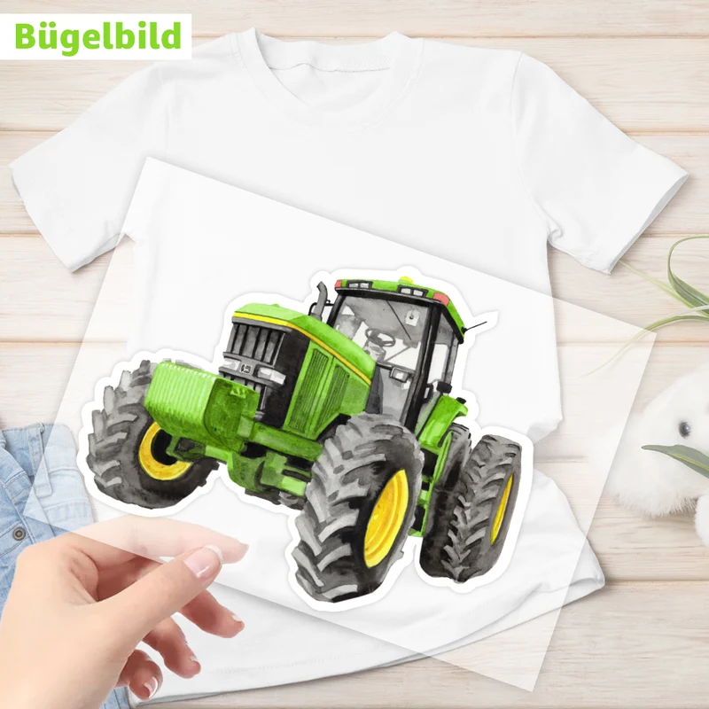 Bügelbild - Schulkind - Wunschname & Wunschjahr - Traktor