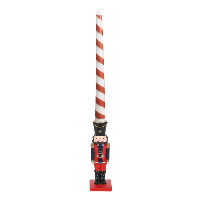 Nutcracker Soldier Candle Holder with Taper Candle Festive Christmas Centrepiece