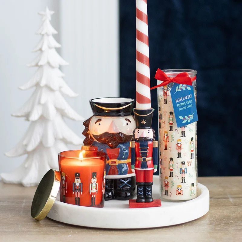 Nutcracker Soldier Candle Holder with Taper Candle Festive Christmas Centrepiece