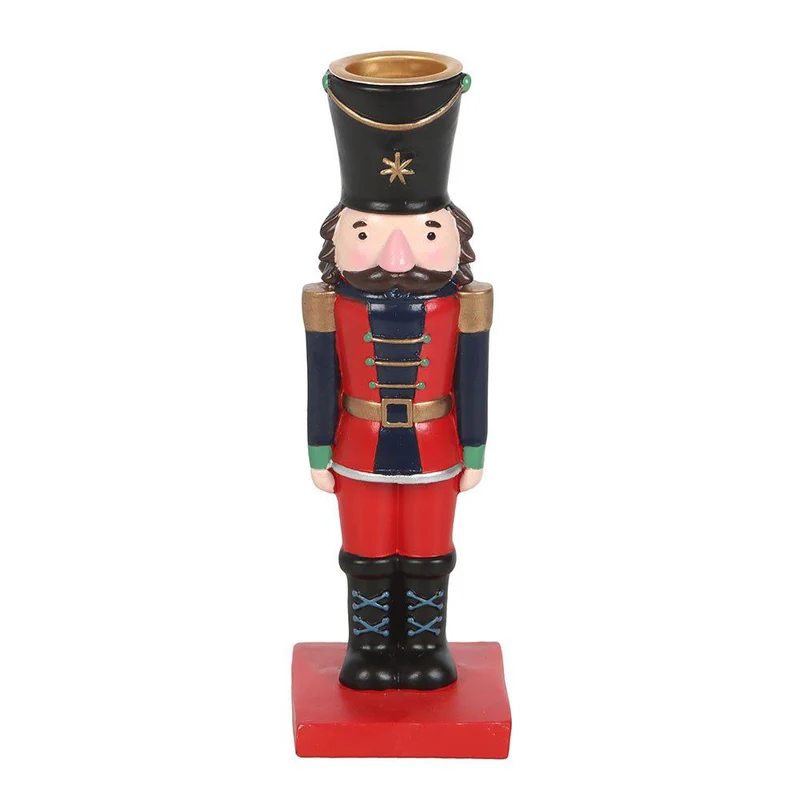 Nutcracker Soldier Candle Holder with Taper Candle Festive Christmas Centrepiece