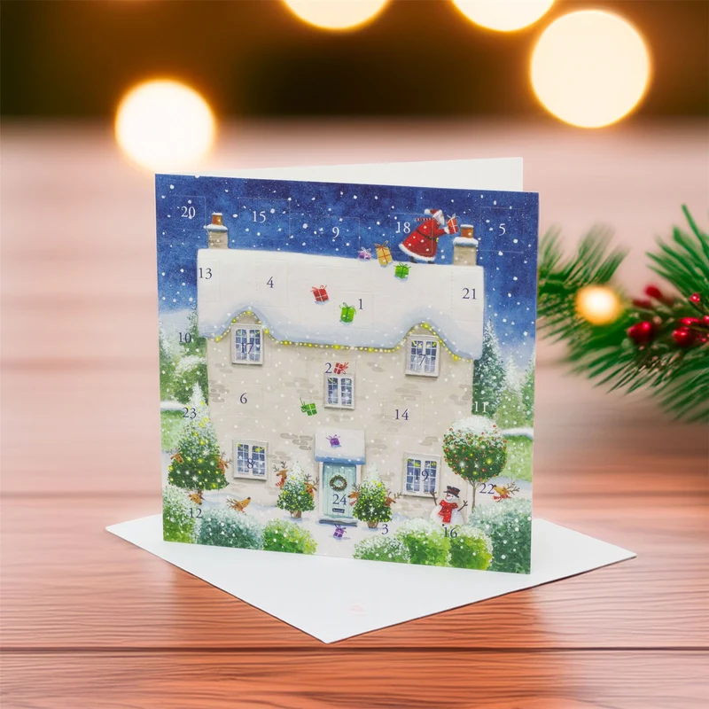 Christmas House Advent Calendar Greetings Card | Christmas Advent Calendar
