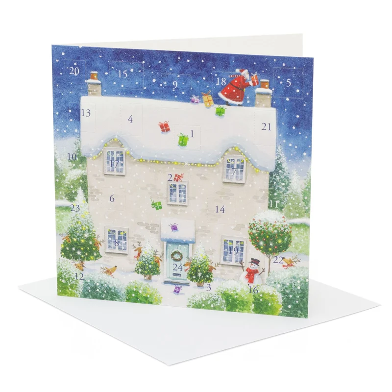 Christmas House Advent Calendar Greetings Card | Christmas Advent Calendar