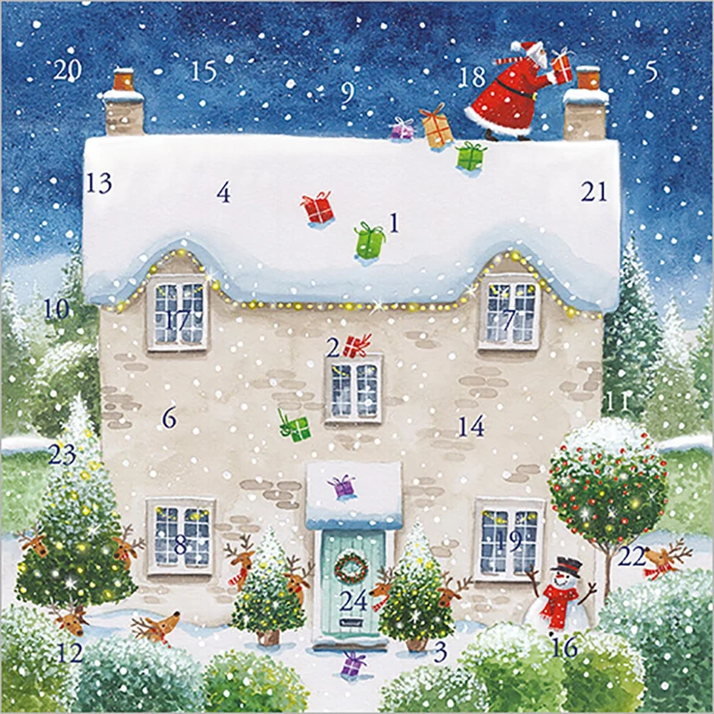 Christmas House Advent Calendar Greetings Card | Christmas Advent Calendar