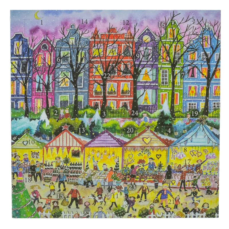 Christmas Market Advent Calendar Greetings Card | Christmas Advent Calendar