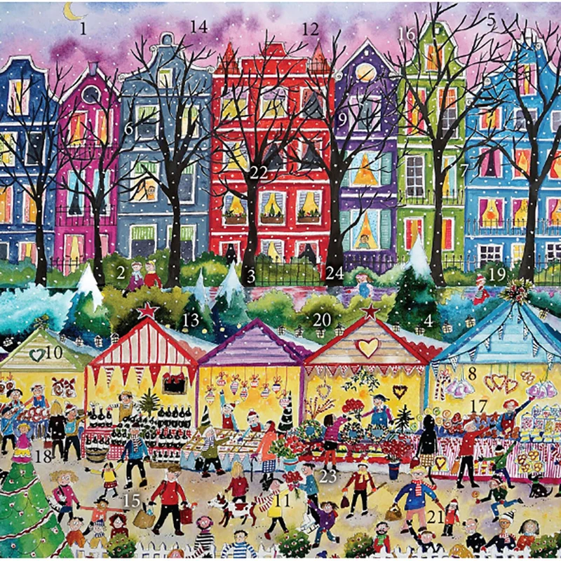 Christmas Market Advent Calendar Greetings Card | Christmas Advent Calendar