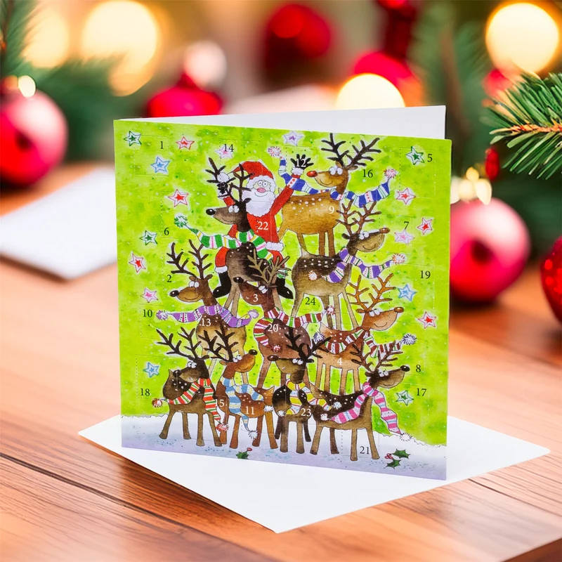 Reindeer Stack Advent Calendar Greetings Card | Christmas Advent Calendar