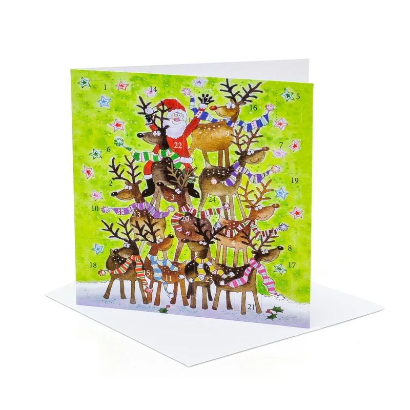 Reindeer Stack Advent Calendar Greetings Card | Christmas Advent Calendar
