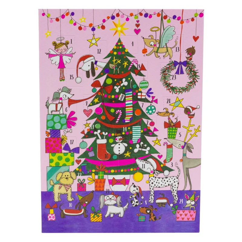 Christmas Tree & Dogs Advent Calendar Greetings Card | Christmas Advent Calendar